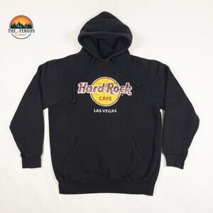 Hard Rock Cafe Hoodie Black Las Vegas Vintage Sweatshirt Long Sleeve Sz XL